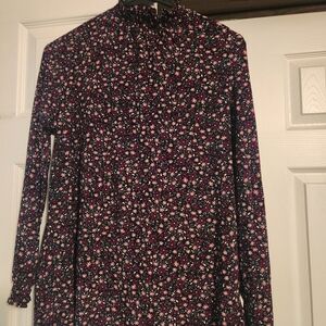 Anne Klein Black and Pink Floral Blouse
